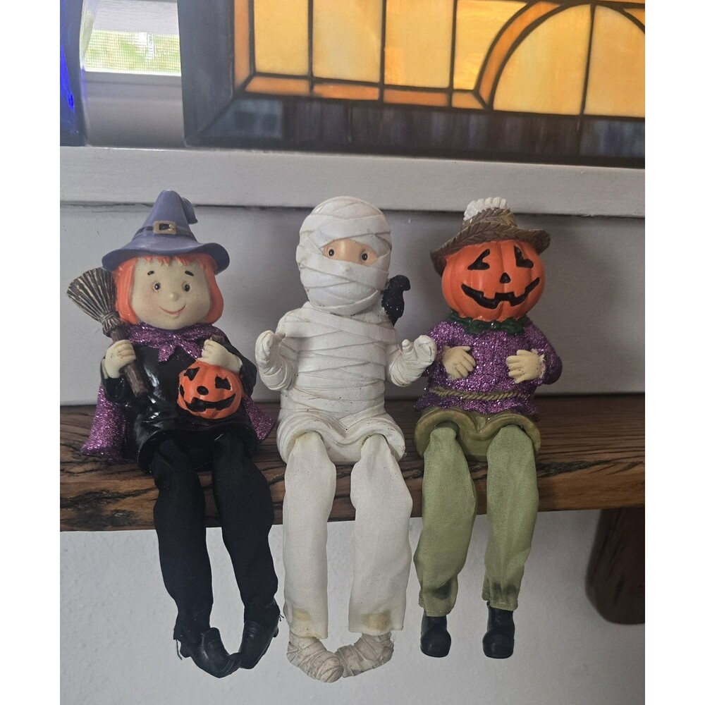 3 Universal Monsters Mummy Scarecrow Witch Shelf Sitting Figures 7”